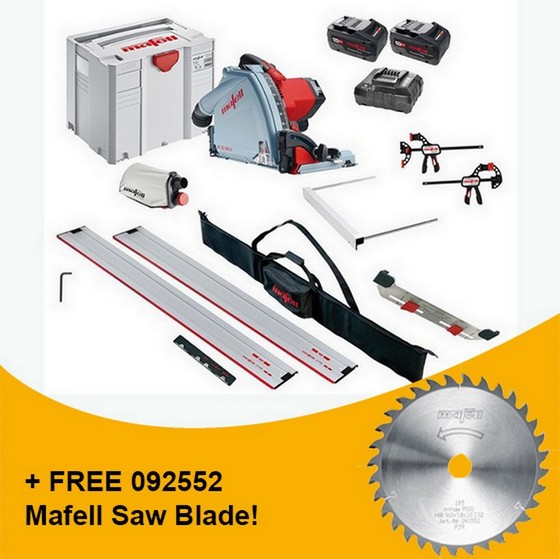 MAFELL 918821 MT55 18V PLUNGE SAW KIT WITH 204805 RAIL KIT AND 2X 55AH LIHD BATTERIES