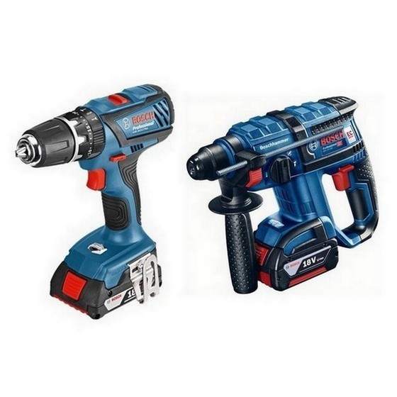 BOSCH GBH18VECGSB182LI 18V COMBI TWIN PACK WITH 2X 30AH LIION BATTERIES IN CARRY BAG