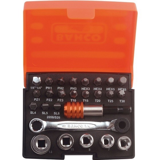 BAHCO BAH2058S26 26 PIECE RATCHET SOCKET BIT SET