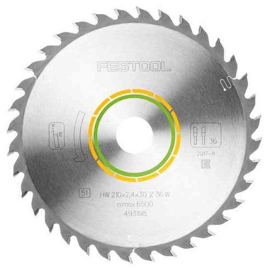 FESTOOL 493198 W36 UNIVERSAL SAW BLADE FOR TS75 SAW 36TX30X210MM