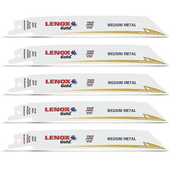LENOX 21070818GR PACK OF 5 GOLD METAL CUTTING RECIPROCATING SAW BLADES 19X203MM 18TPIX