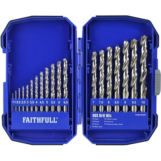 FAITHFULL XMS18HSS19 19 PIECE HSS DRILL BIT SET
