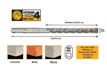 DEWALT DT9687QZ 22x450mm EXTREME 4 CUTTER SDS DRILL BIT