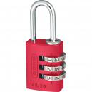 Abus 20mm 145 Series 3 Digit Combination Aluminium Padlock Red