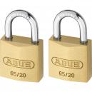 Abus 20mm 65 Series Compact Brass Padlocks Pack of 2 Keyed Alike