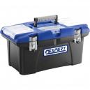 Britool Plastic Lockable Tool Box with Removable Storage Compartments Black Blue 490mm 19