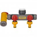Hozelock Flow Max 2 Way Tap Connector with Tap for Outdoor Taps
