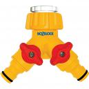 Hozelock Plastic Dual Outdoor Tap Connector for 12 and 34 Taps