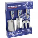 Spear and Jackson Neverbend Stainless Steel 3 Piece Hand Trowel and Weedfork Set