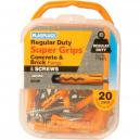 plasplugs regular duty super grips concrete and brick fixings yellow with screws pack of 20