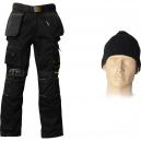 Roughneck Mens Reinforced Work Trousers 34 Waist with Belt Beanie and Kneepads