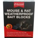 Rentokil Mouse and Rat Weatherproof Bait Blocks Pack of 12