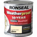Ronseal Weatherproof 10 Year Exterior Wood Paint Country Cotton Gloss 750ml
