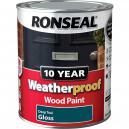 Ronseal Weatherproof 10 Year Exterior Wood Paint Deep Teal Gloss 750ml