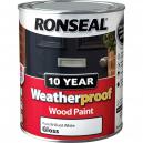Ronseal Weatherproof 10 Year Exterior Wood Paint Brilliant White Gloss 750ml
