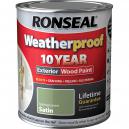 Ronseal Weatherproof 10 Year Exterior Wood Paint Spring Green Satin 750ml