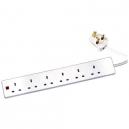 6 Socket Extension Lead with 2 Metre Cable and Neon Light 13amp 240v