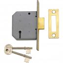 Union Locks 2177 3 Lever Mortice Deadlock Polished Brass 65mm 25