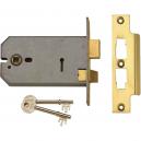 Union 20775 124mm 3 Lever Horizontal Mortice Lock Polished Brass