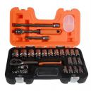 BAHCO 34 PIECE 14 and 38IN SQUARE DRIVE SOCKET and BIT SET