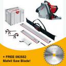MAFELL 917636 MT55 1400W PLUNGE SAW 110V KIT WITH 1X 08M RAIL 1X 16M RAIL 1X BEVEL TRACK 2X CLAMPS 1X CONNECTOR and RAIL BAG