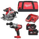 MILWAUKEE M18FPDM18CCS55502B 18V BRUSHLESS COMBI HAMMER DRILL and CIRCULAR SAW WITH 2X 50AH LIION BATTERY CHARGER and CANVAS BAG