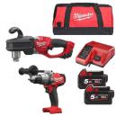 MILWAUKEE M18FPDM18CRAD502B 18V BRUSHLESS COMBI HAMMER DRILL and HOLE HAWG DRILL WITH 2X 50AH LIION BATTERY CHARGER and CANVAS BAG