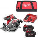 MILWAUKEE M18CCS55502B 18V BRUSHLESS CIRCULAR SAW WITH 2X 50AH LIION BATTERIES CHARGER and CANVAS BAG