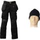 Roughneck Mens Reinforced Work Trousers 38 Waist with Belt Beanie and Kneepads