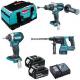 MAKITA DHP481DTD154DHR242 18V TRIPLE KIT WITH 2X 50AH LIION BATTERIES CHARGER and BAG